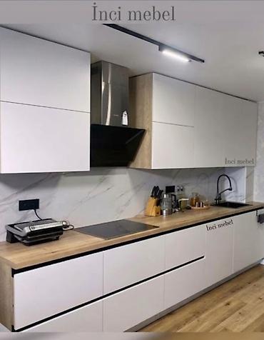 Modern üslubda hazırlanmış mətbəx mebeli dəsti. Dizaynda ağ rəngli lalafo.az -da Modern üslubda hazırlanmış mətbəx mebeli dəsti. Dizaynda ağ rəngli