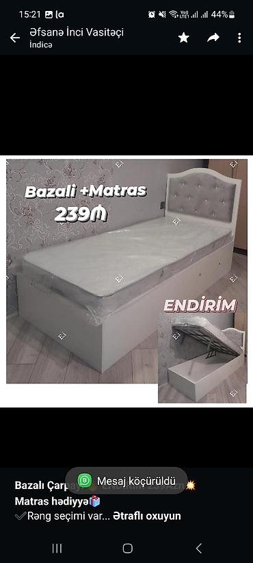 *Bazalı Çarpayı 🔥 ENDİRİM 239Azn💥* *Matras hədiyyə🎁* ✔️Rəng seçimi var lalafo.az -da *Bazalı Çarpayı 🔥 ENDİRİM 239Azn💥* *Matras hədiyyə🎁* ✔️Rəng seçimi var