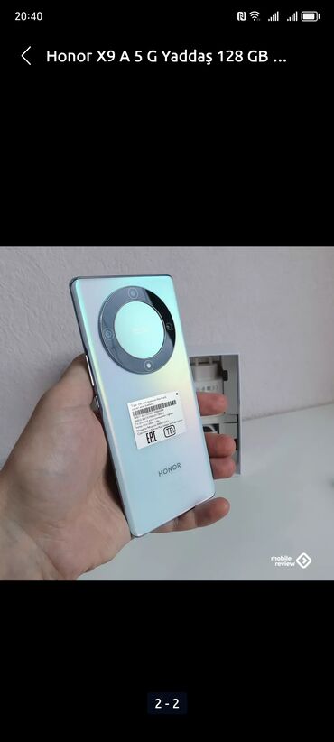 telefon plata satisi: Honor X9a, 128 GB, rəng - Göy, Zəmanət, Düyməli, Sensor