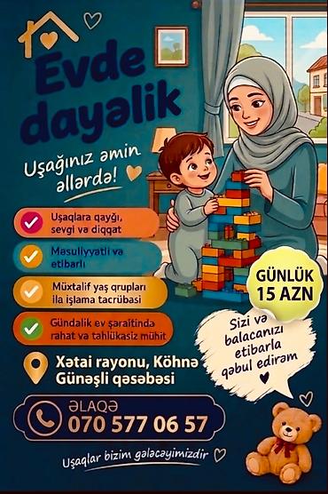 Evde dayəlik xidməti unvan Xetai rayonu Kohne gunesli qesebesi. -