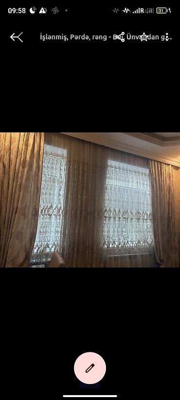 Klassik üslubda pərdə dəsti, - Komplekt: qalın drap pərdə + tül -