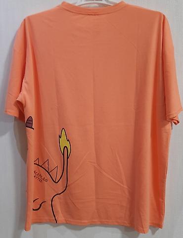 t shirt: Narıncı rəngli qısaqoll T‑shirt - Model: uniseks, oversize kəsim - — 2