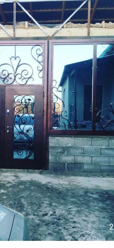 часы настенные цена в бишкеке: Межкомнатная дверь со стеклом, цвет - Голубой, Б/у