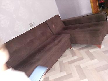 divan istikbal: Künc divanı – qəhvəyi rəng, yumşaq parça üzlük - L formalı künc — 1