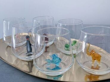 стаканы пластик: Эксклюзив. Ручная работа. Набор стаканов с фигурками внутри (6шт)