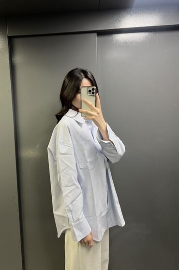 4xl: Рубашка, Классическая модель, Оверсайз, В полоску, Made in KG
