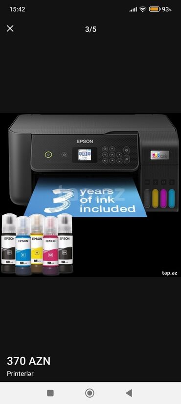 принтер баку: Epson EcoTank L3260 İki il öncə alınıb bütün aksesuarları üzərindədir