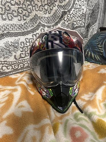очка: Мотошлем эндуро/кросс типа dual-sport с козырьком и прозрачным — 1
