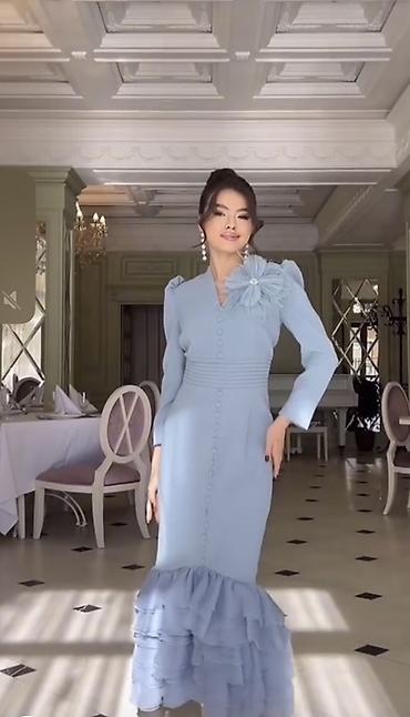 Нарядное платье миди в голубом цвете. Производство Турция 🇹🇷 Размер