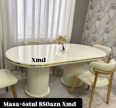 купля продажа мебели: Qonaq otağı üçün, Açılmayan, Oval masa, 6 stul