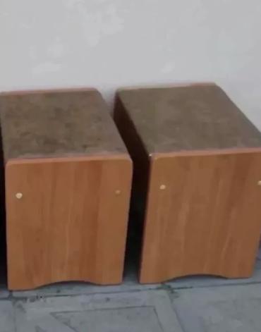 ofis stullari: İki ədəd taxta tumbalı oturacaq/taburet. - Material: ağac əsaslı — 1