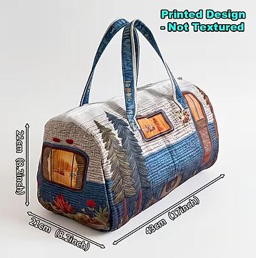 camper: Дорожная/спортивная сумка с принтом “кемпер в лесу” - Размеры: 43 × — 2
