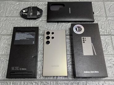 damasni telefon: Samsung Galaxy S24 Ultra, 512 GB, rəng - Boz, Zəmanət, Barmaq izi, Simsiz şarj
