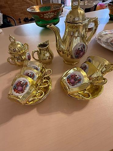 dekor qab: Çay dəsti, rəng - Qızılı, Keramika — 1