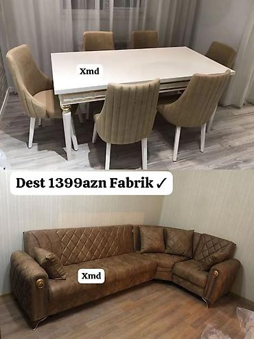 qədimi masa: Dest mebel dəsti – Fabrik istehsalı - Yemək otağı üçün ağ rəngli masa — 1