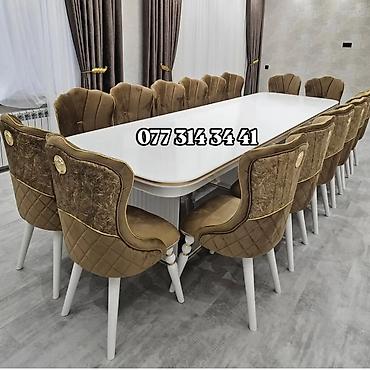 Ev və bağ: Zövqlü və iri ölçülü yemək masası dəsti. Dəstə uzun düzbucaqlı formalı — 4
