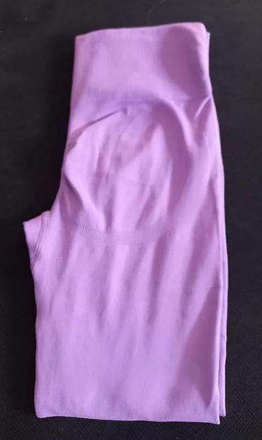 Helanke, biciklistički šortsevi: Ženske sportske helanke – ljubičaste - Model: visok struk sa širokim — 7