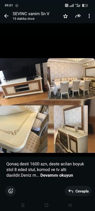 джакузи баку: Qonaq desti 1600 azn, deste acilan boyuk stol 8 eded stul, komod ve tv at lalafo.az джакузи баку: Qonaq desti 1600 azn, deste acilan boyuk stol 8 eded stul, komod ve tv