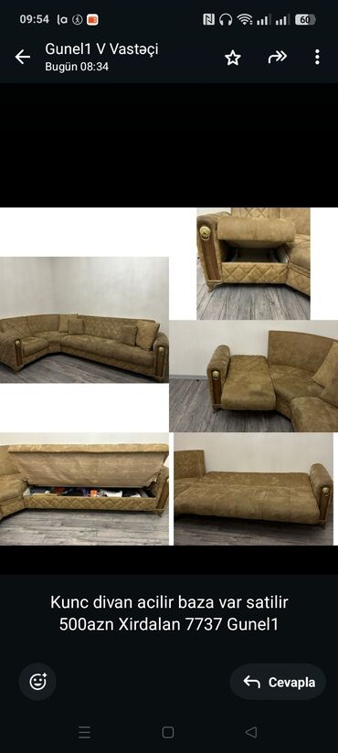 Uşaq və gənc otağı üçün dəstlər: Kunc divan acilir baza var satilir 500azn Xirdalan 7737 Gunel1