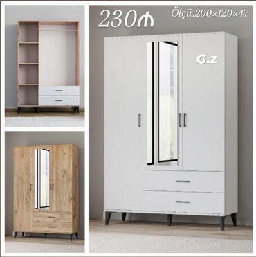 Sifarişlə dolablar: Düz dolab, Yataq otağı üçün, Paltar üçün, Açılan, Quraşdırıla bilən, 3 qapılı — 7