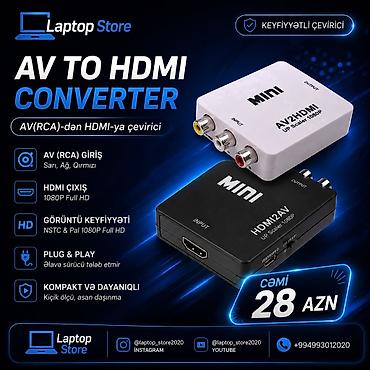 Audio və video kabellər: 🔥 AV TO HDMI CONVERTER — 28 AZN 🔥 AV (RCA) çıxışını HDMI girişinə — 1