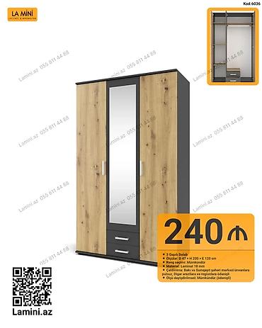 Dolablar: 3 qapılı dolab – güzgülü, 2 çekmecəli Müasir və zövqlü dizayna malik — 1