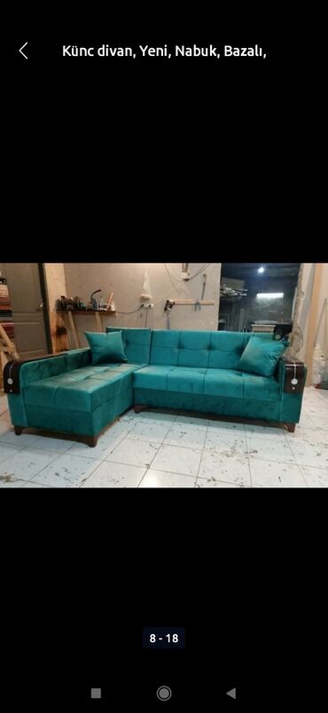 Sifarişlə divanlar: Künc divan, Qonaq otağı üçün, Parça, Bazasız, Açılmayan — 4