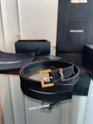 Kaiševi: Saint Laurent Paris kaiš – crna prirodna koža i brušena koža - Model — 9