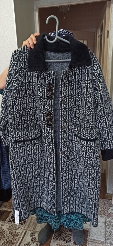 рубашка пальто: Пальто, Осень-весна, Альпака, По колено, Карманы накладные, 6XL (EU 52)