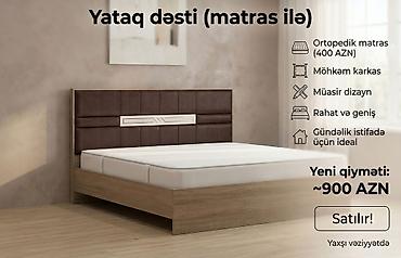 Çarpayılar: İşlənmiş, İkinəfərlik çarpayı, Bazasız, Matras ilə, Siyirməsiz, Azərbaycan — 1