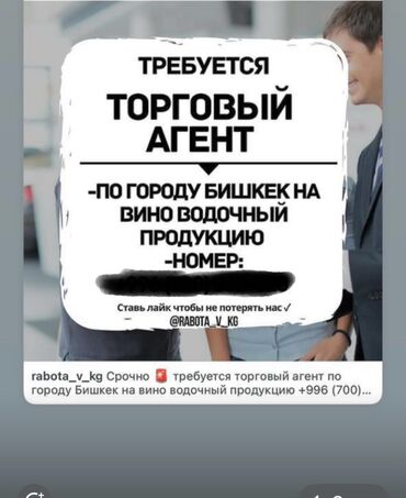 ищу работу на ферму: Вакансия: Торговый агент - Территория: город Бишкек - Направление