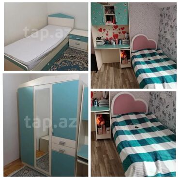 Mətbəx mebeli: Qız üçün, İşlənmiş, 2 təknəfərlik çarpayı, Yazı masası, Dolab