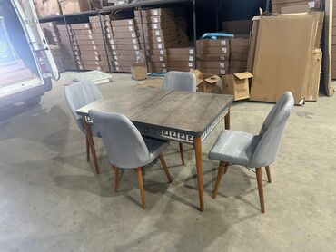 Masa və oturacaq dəstləri: Qonaq otağı üçün, Yeni, Açılan, Dördbucaq masa, 4 stul — 16