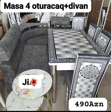 kunc divanar: Mətbəx/qonaq otağı üçün modern dəst: - Tərkib: masa + 4 ədəd oturacaq — 1