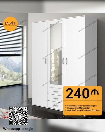 Yataq otağı dəstləri: Açılan, 3 qapılı Düz dolab, Qarderob, paltar dolabı
