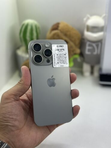 прокат морозильника: IPhone 15 Pro, Колдонулган, 256 ГБ, Natural Titanium, 87 %