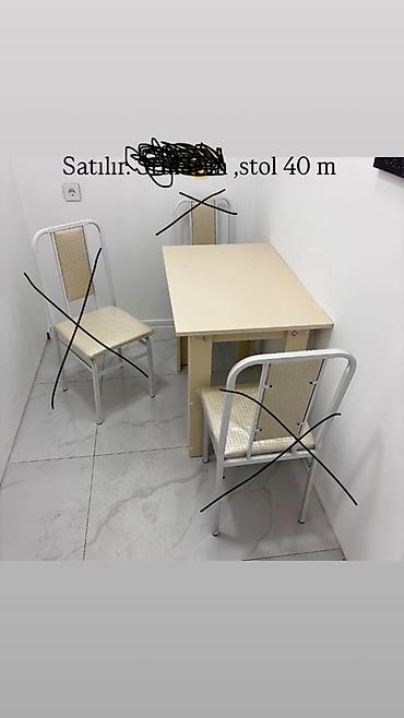ucuz stullar: Satılır: ofis/mebel dəsti (ağ rəng, minimal dizayn) - Yemək/iş stolu — 1