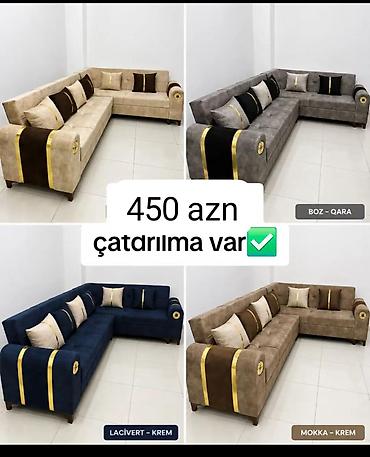 Диваны: L‑şəkilli yumşaq künc divan modeli - Rəng seçimləri: Boz–qara — 1