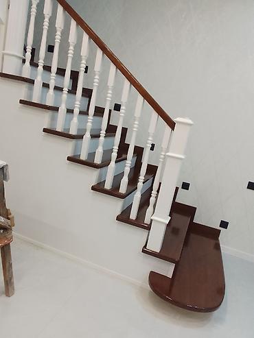 Обшивка лестниц: Лестница заказ алабыз Кара жыгач сосна шпон фонерадан — 16