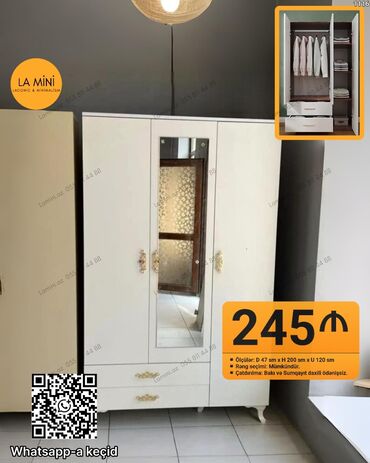 metbex wkafi: Açılan, 3 qapılı Düz dolab, Qarderob, paltar dolabı