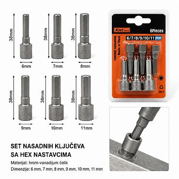 KMT Snažna urezana nasadna glava sa magnetom 2385687 Komplet od 6