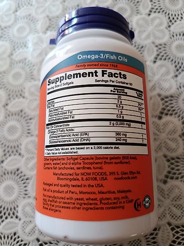 İdman və istirahət: NOW Omega-3 Fish Oil – Molekulyar distillə olunmuş balıq yağı — 2