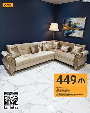 Künc Divan – Kod: 10517 - Ölçülər: 280 × 200 sm - Mexanizm: açılan