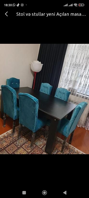 kreditle stol stul: Qonaq otağı üçün, Yeni, Açılmayan, Dördbucaq masa, 6 stul — 2