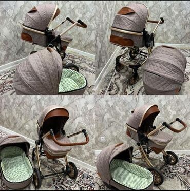 детская коляска 3 в 1: Коляска, цвет - Золотой, Б/у