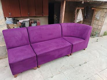 Bənövşəyi rəngli modul künc divan - 4 hissədən ibarət modul quruluş