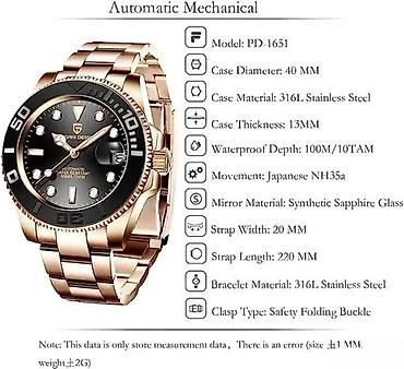 Ručni satovi: PAGANI DESIGN PD-1651-Silver/RG-Rolex YACHT MASTER-Automatik Potpuno — 8