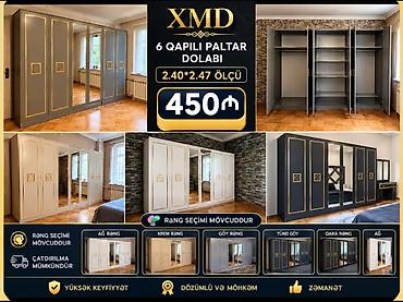 6 qapılı paltar dolabı – XMD Ölçü: 2.40 m × 2.47 m Xüsusiyyətlər: - lalafo.az -da 6 qapılı paltar dolabı – XMD Ölçü: 2.40 m × 2.47 m Xüsusiyyətlər: -