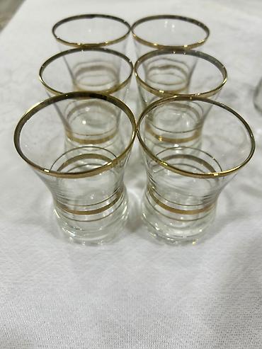 kul qabı: Rümkalar, rəng - Qızılı, Şüşə, 6 ədədli dəst, SSRİ — 1