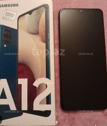 Samsung: Samsung Galaxy A12, 64 ГБ, цвет - Черный, Сенсорный, Отпечаток пальца, Две SIM карты